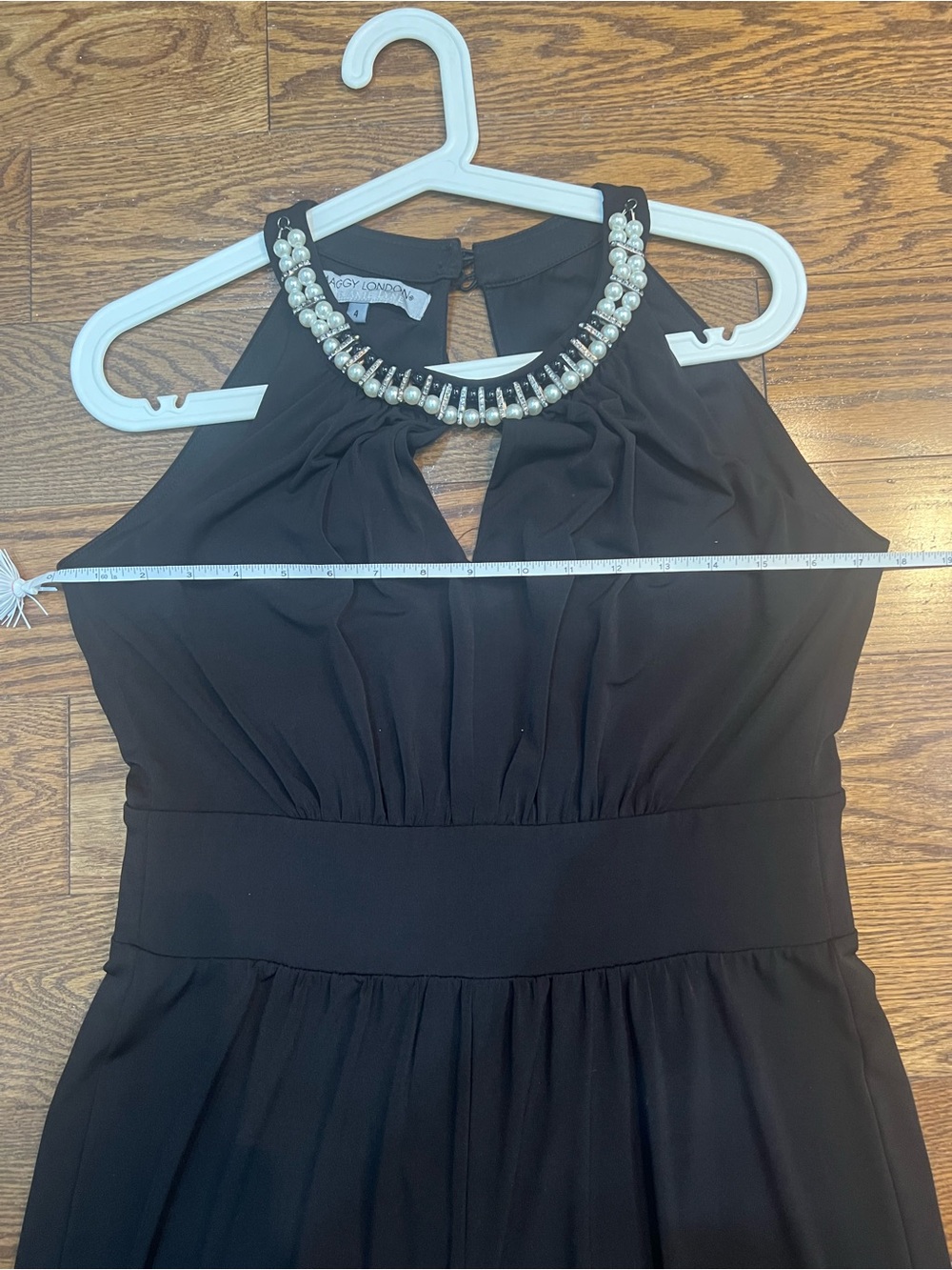 Maggy London Black Halter Jumpsuit with Beaded Neckline - Picture 4 of 5